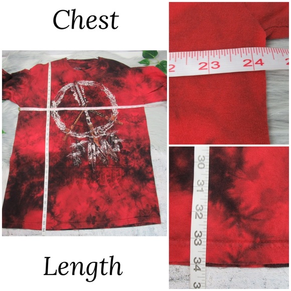 THE MOUNTAIN Native American Feather Dreamcatcher Red/Black Tie-Dye Tee Mens 2XL - Picture 9 of 11